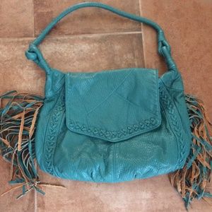 Turquoise leather bag