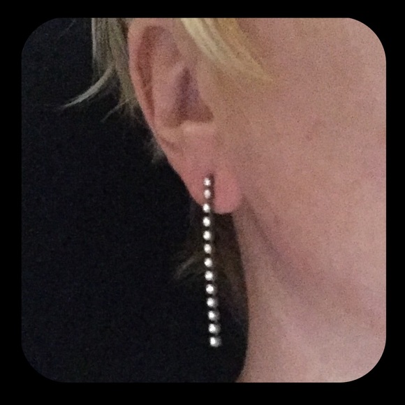 Round Rhinestone Line Drop Stud earrings