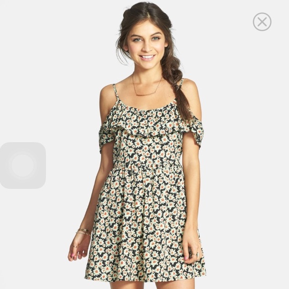 Floral Print Cold Shoulder Skater Dress
