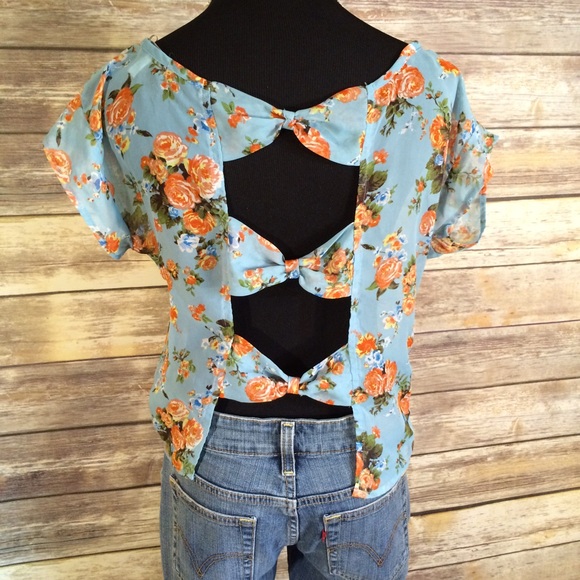 Delia's Tops - DELIA'S Open Back Bow & floral top
