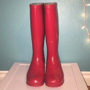 Red rain boots