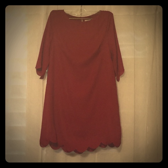 Scalloped Red Dress