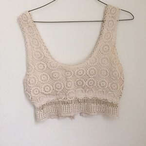 Urban outfitters cream crochet lace crop top