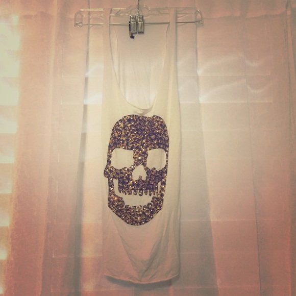 Racer back skull bling shirt