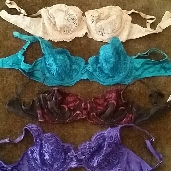 Bundle of 4 size 34C VS lace demi bras. Used