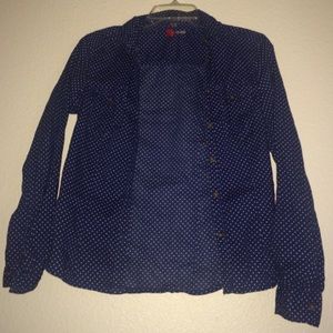 Blue & white polka dot blouse