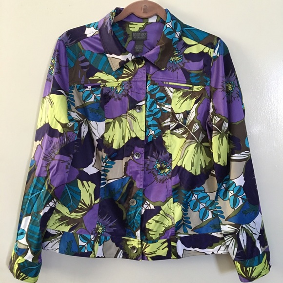 Chico's Jackets & Blazers - Chicos Purple Flower Summer Blazer Jacket sz 1