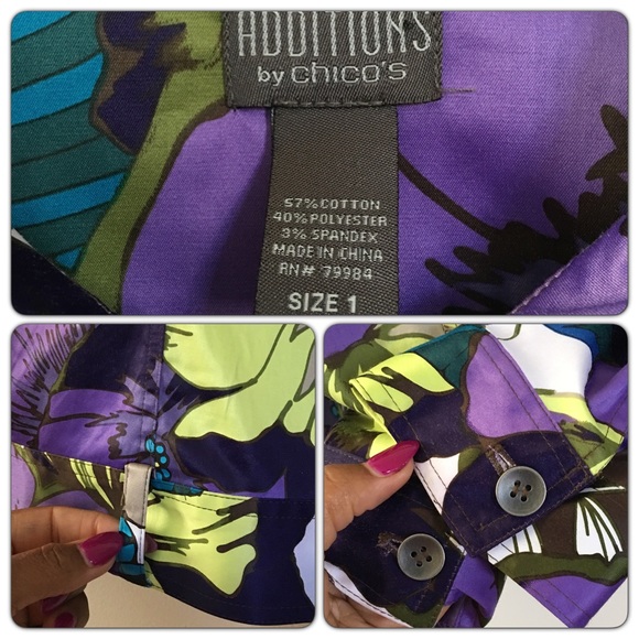 Chicos Purple Flower Summer Blazer Jacket sz 1 - Picture 4 of 4
