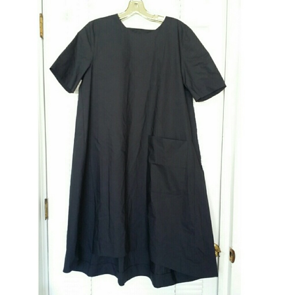 COS Navy Blue Dress with Front Pocket Button Back