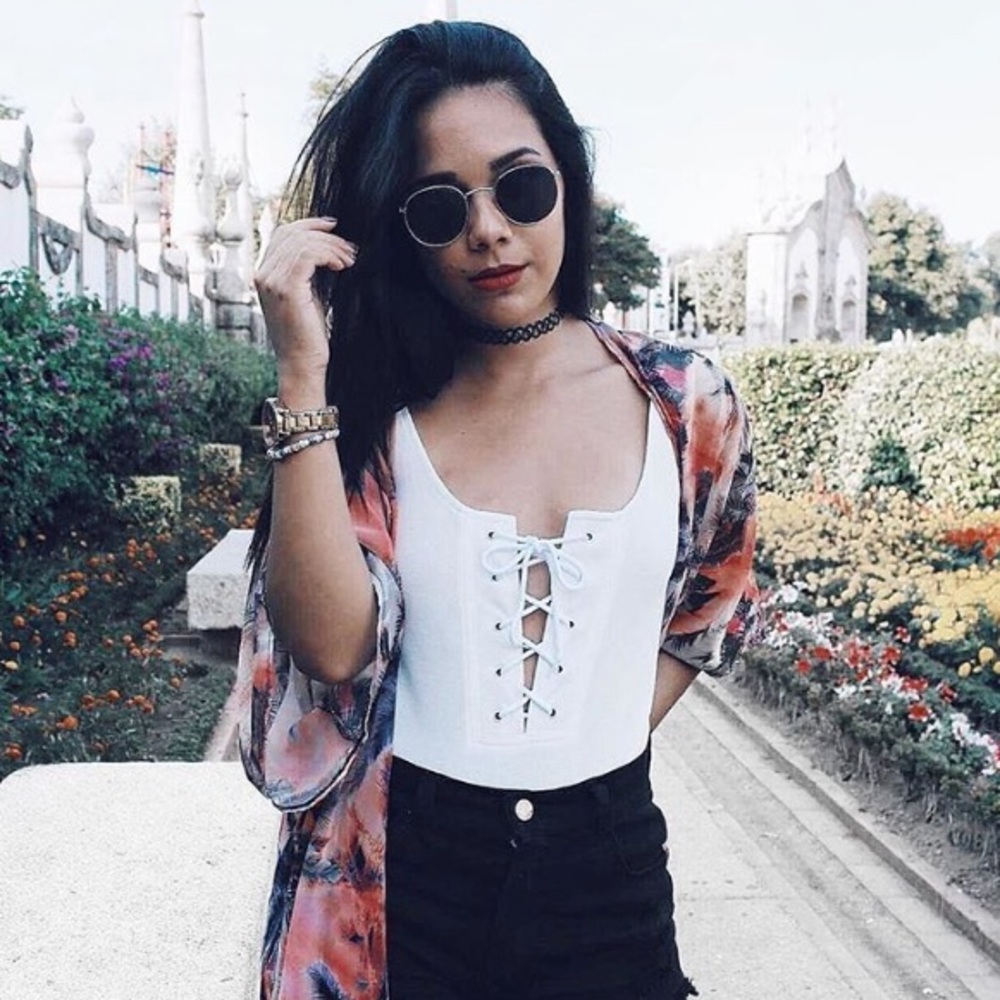 BUY NOW! WHITE LACE UP ONE PIECE SWIMSUIT - Picture 2 of 4