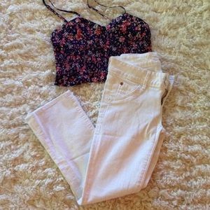 Hudson white cropped jeans