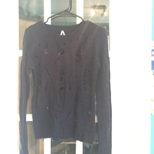 Navy blue ripped sweater