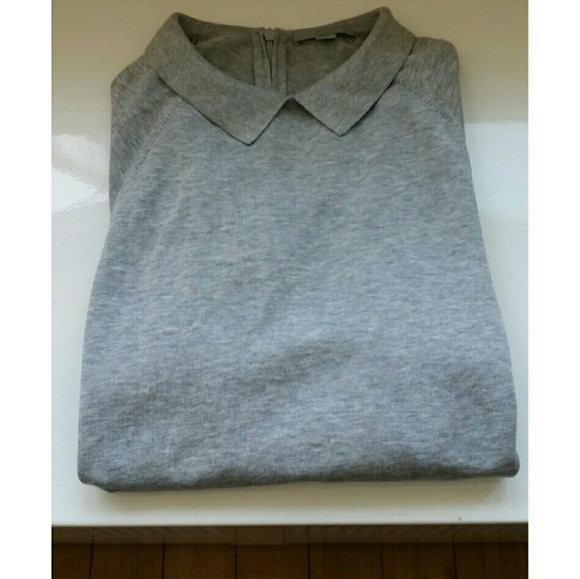 COS Gray Dress Sweater Top Collar and Zip Up Back