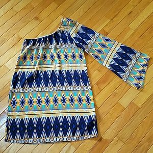 One-shoulder Aztec Dress
