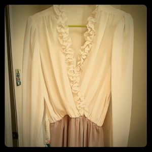 Vintage 50s Sheer Cream and Green Dress