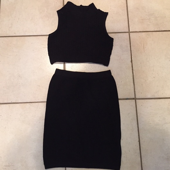 Whitney Eve black crop top and skirt