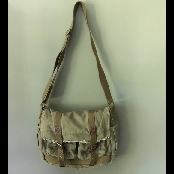 Brown Canvas Messenger Bag