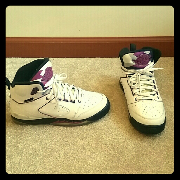 Purple White and Black Air Jordan Sneakers