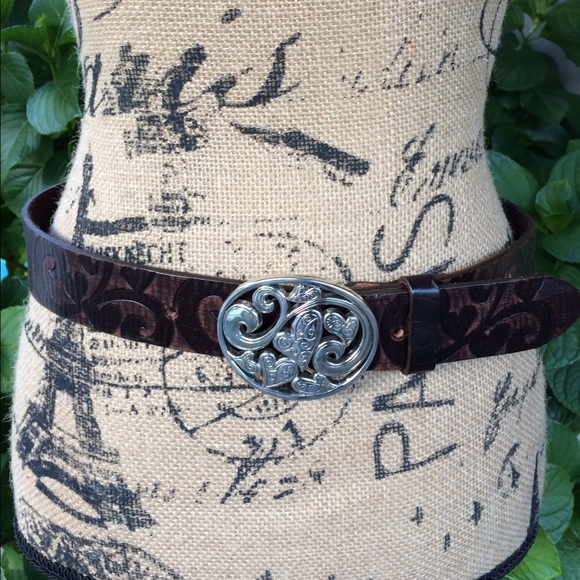 Brighton Brown Hearts Leather Belt, Hearts Buckle