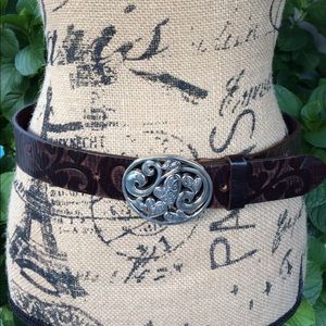 Brighton Brown Hearts Leather Belt, Hearts Buckle