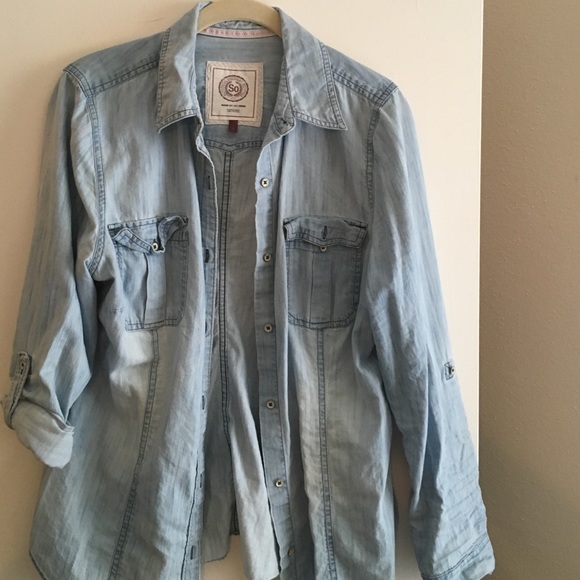 Denim button up t shirt