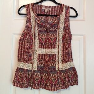 Tie front sleeveless blouse