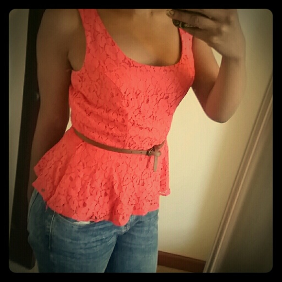 Coral Peplum Top