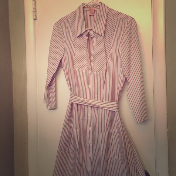Pin stripe long blouse dress