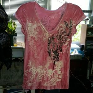 Beautiful Cotty On pink shortsleeve shirt size med
