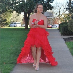 Beautiful red hi-low dress!