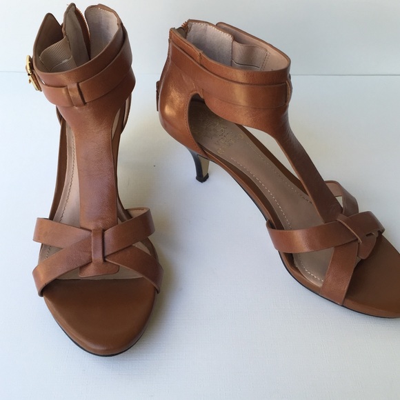 cognac kitten heels