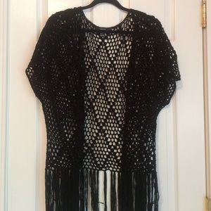 Crochet fringe kimono