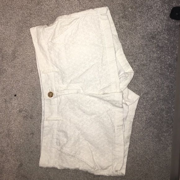 white eyelit shorts