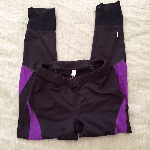 Lucy Black and Purple Lycra Workout Pants