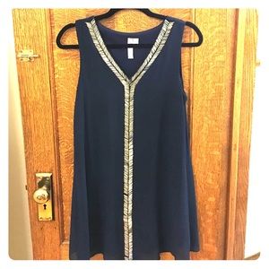 Navy Francesca's Sleeveless Dress with Beading