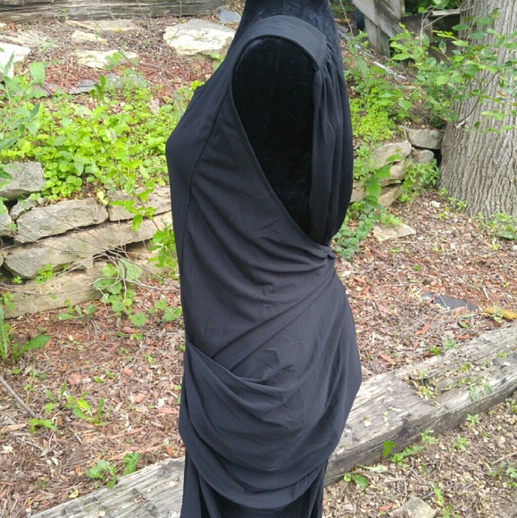 {H.P.} Asymmetrical draped cross back dress - Picture 2 of 4