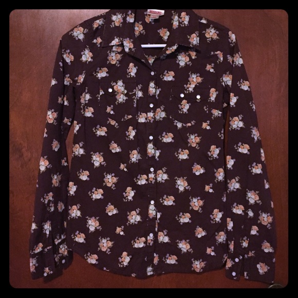 Floral button down shirt.