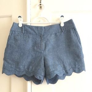LOFT chambray scalloped shorts 0
