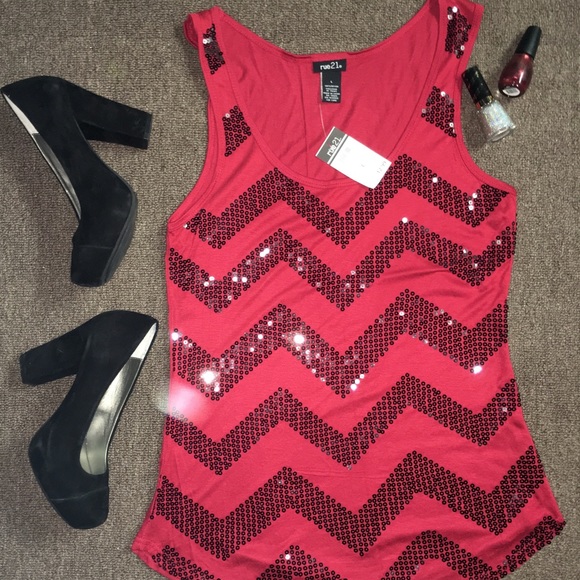 Red Sequined Tank Top