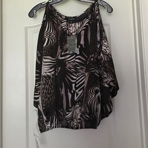 NEW BEBE GOTHIC FAIRY PEEK SHOULDER SHIRT