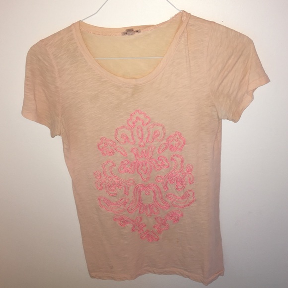 J. Crew Light Pink Embroidered T Shirt