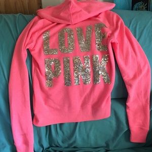 PINK sequin zip up- never worn!