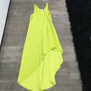Electric green hi-low angular tank dress