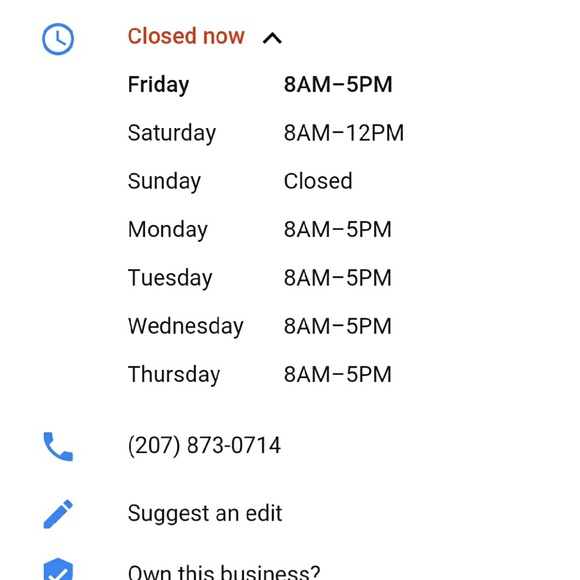 MAINE POSTAL HOURS