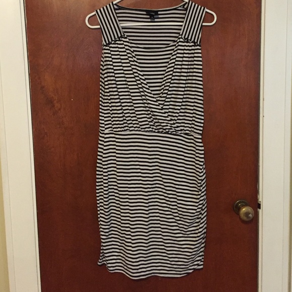 Black and white striped dress.