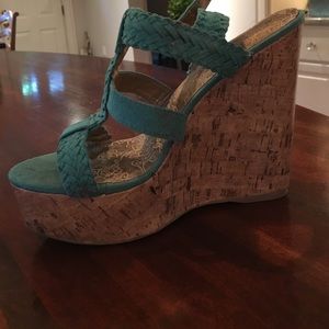 Charolette Russe teal wedges