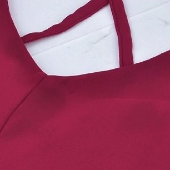 NWT•WINE RED CHIFFON ROMPER - Picture 3 of 4