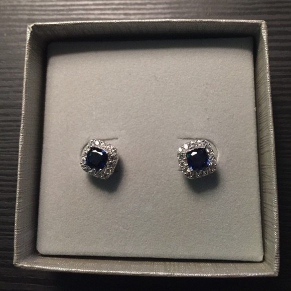 Zales Sapphire and diamond CZ stud earrings