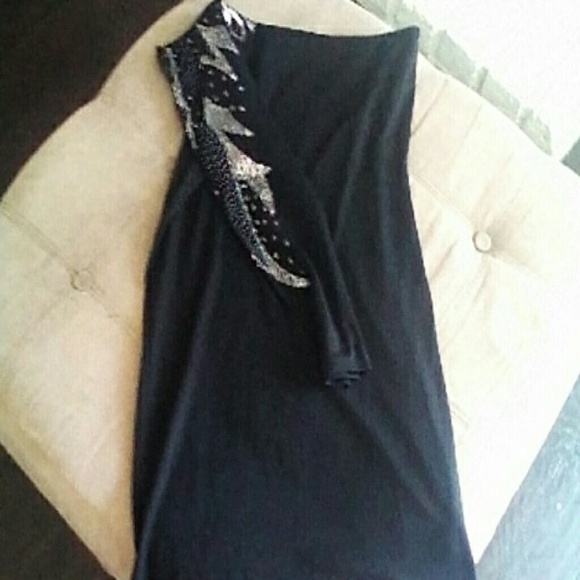 BELLATRIX BLACK BODYCON DRESS ONE SHOULDER M - Picture 3 of 4