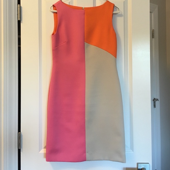 Tahari size 2 bright dress with gold zipper